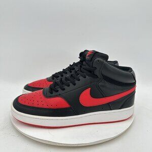 Nike Court Vision Mid Men Size 9.5 DM8682-001 Black Red White Training Shoes